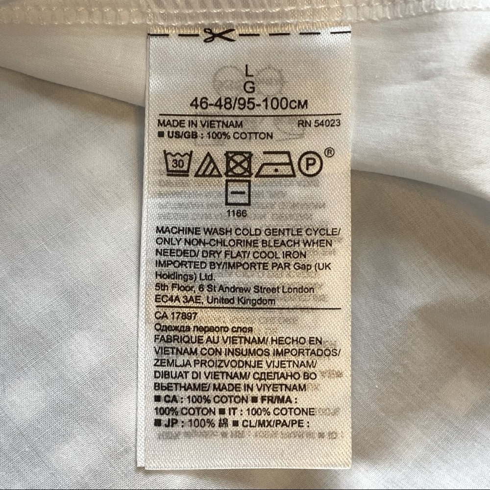 Banana Republic white short sleeve blouse top toe sleeves size large - Picture 7 of 8